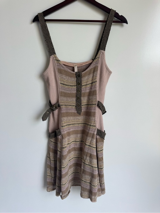 Free People Dresses & Skirts - Free People Mixed Knit Striped Strap Dress Large Y2K boho vintage indie sleeze